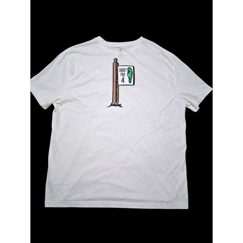 Short Par 4 Golf T Shirt Mens 2XL White Golfing Graphic Tee 1764 Signature